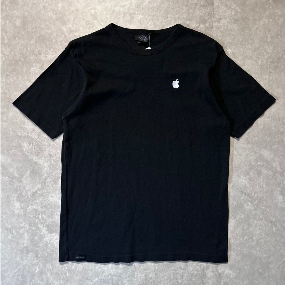 2000s Vintage Apple Embroidered Black T Shirt -L